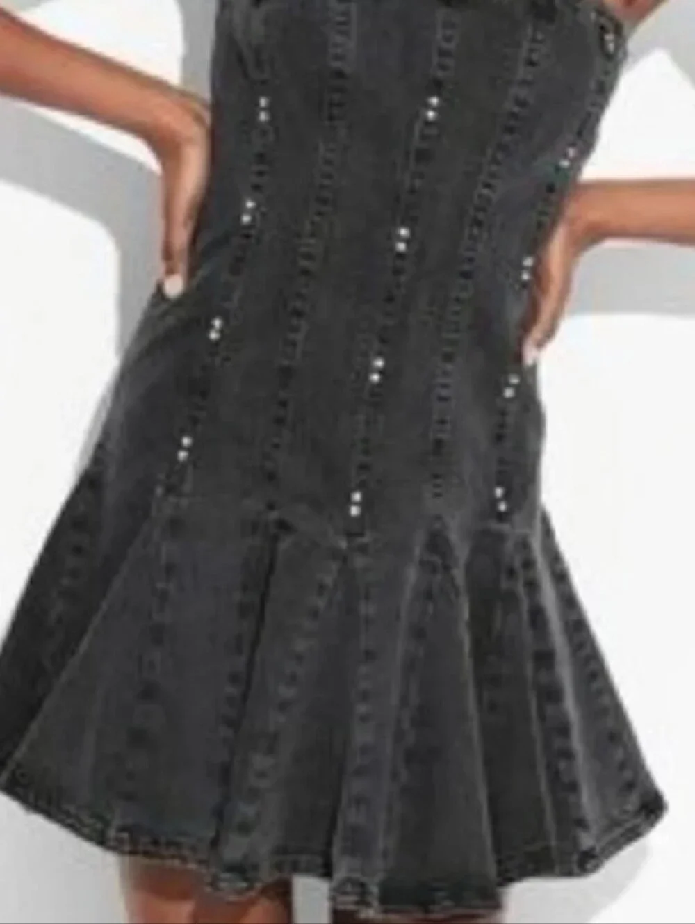 ❤️10/$40 New Strapless Black Denim Fit-and-Flare Dress